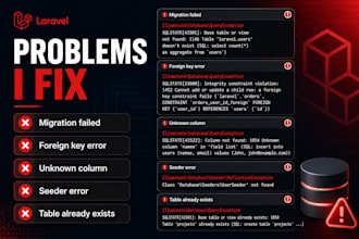 fix laravel migration and seeder errors
