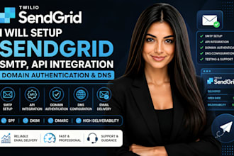 setup sendgrid SMTP, API integration, domain authentication and dns