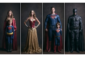 design a family superhero portraits for you