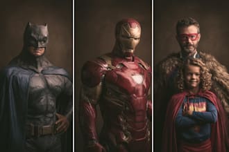 make superhero couple portrait