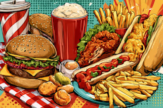 make a food pop art illustration
