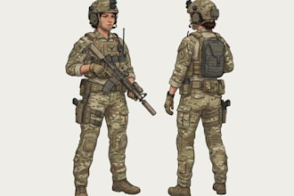 make military character design or military themed illustration