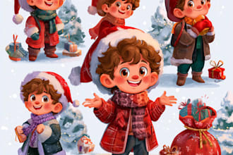 draw unique christmas cartoon caricature illustration art