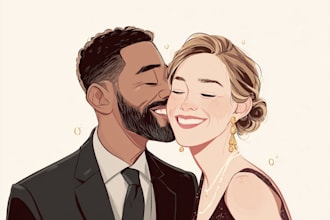 draw cartoon disney couple portrait