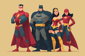 design super hero comic or character illustration