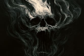 design a detailed skull illustration from your idea