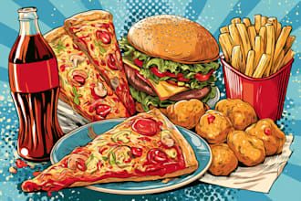 make a food pop art illustration