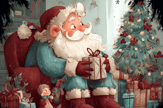design cute christmas anime or fantasy character art for the holidays