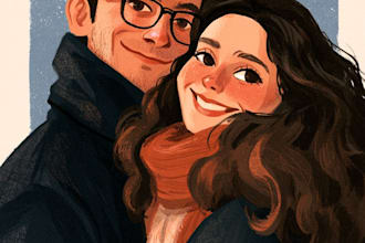 create a digital cartoon caricature or a couple caricature
