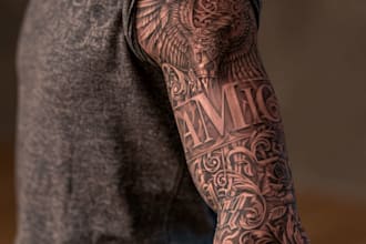 draw a attractive tattoo sleeve art