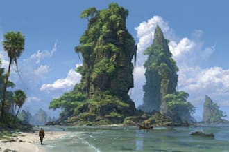 create fantasy and scifi environment concept art