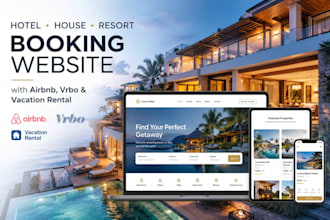 create hotel house resort booking webaite with airbnb vrbo and vacation rental
