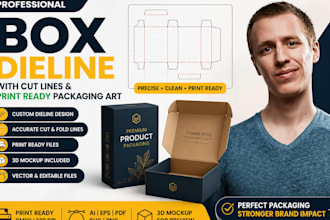 design a professional box dieline with cut lines and print ready packaging art