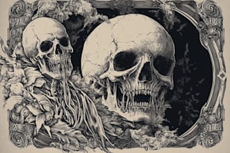 create detailed vintage engraving and etching illustration