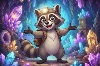 draw an eyecatchy mascot, animal cartoon character