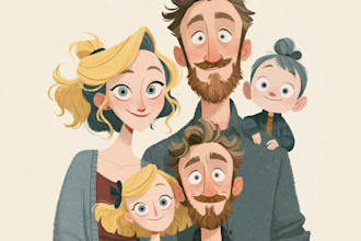 custom big family portrait illustration