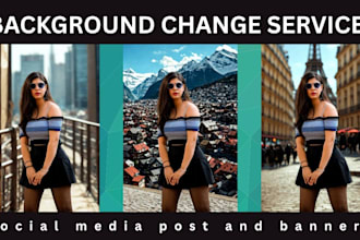 do professional background change, photo editing and social media banner design