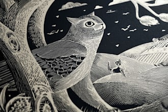 draw artistic linocut illustration