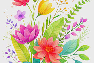 create a watercolor botanical illustration and art