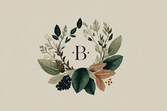 design elegant hand drawn botanical boho logo design