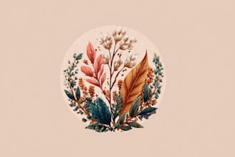 design a unique botanical boho logo design for you