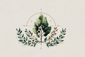 design botanical hand drawn boho feminine logo design