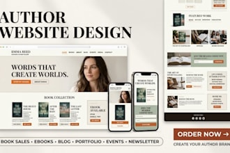 design author website personal brand, writer, author portfolio and ebook website