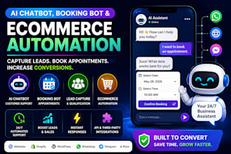 build ai chatbot, cart or booking bot and ecommerce automation to capture leads