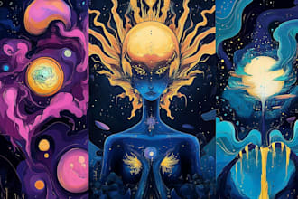 illustrate custom abstract psychedelic art for your