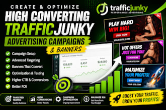create and optimize high converting traffic junky campaigns and  banners