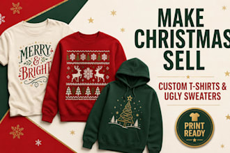 design custom ugly christmas sweater and merry christmas t shirts