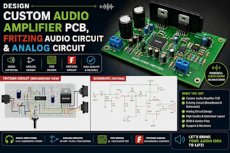 design custom audio amplifier pcb, fritzing audio circuit and analog circuit