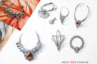 design jewelry hand sketches for you