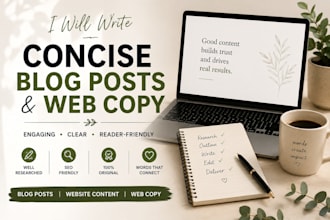 concise blog posts and web copy
