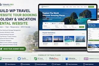 build wp travel website tour booking holiday vacation rental website