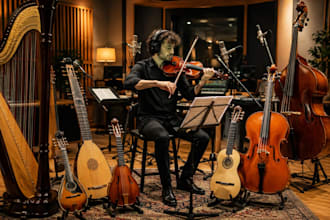 record violin, viola, cello, harp, theorbo, mandolin,lute ,baroque guitar