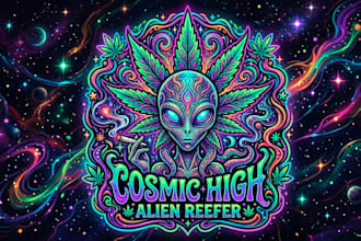 make psychedelic, stoner rock, trippy art style logo