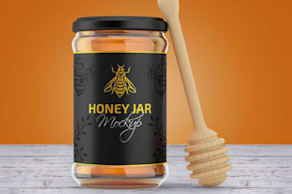 design honey jar label, honey packaging, honey bottle label, jar package design