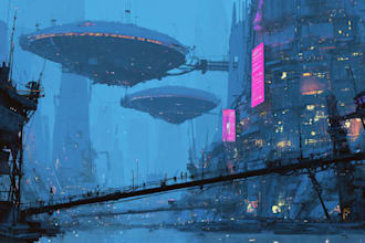create sci fi city or landscape art for you
