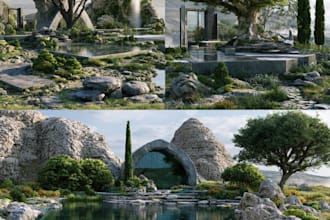 design realistic landscape for your garden or urban art