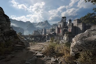 design 3d game environment, 3d scene, level design, game map and game assets