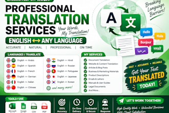 manually translate to english ,spanish ,arabic,italian