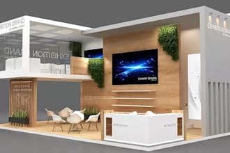 design trade show booth graphics, exhibition backdrop and display wall