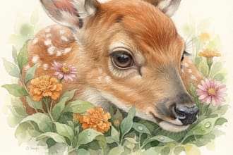 draw an animal and botanical illustration