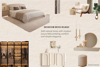 create a modern minimalist interior design mood board