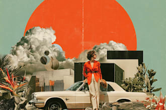create collage retro album cover art design