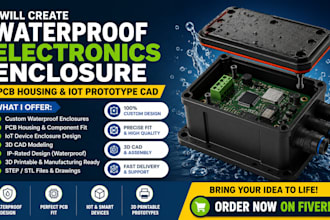 create waterproof electronics enclosure, pcb housing and iot prototype cad