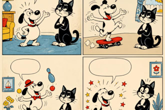 draw a stylized cartoon or comic strip sketch