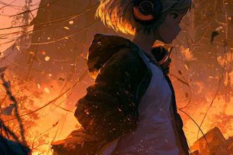 draw a stunning anime album cover for your spotify