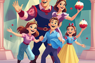 draw a family in disney style